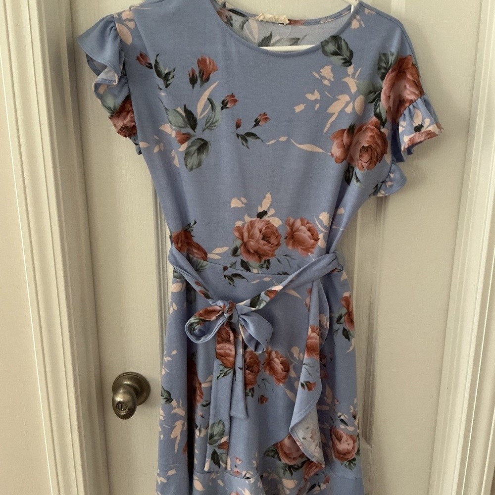 First Love Orange Ruffled Tie Front Mini Dress
